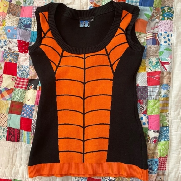 Spooky Spiderweb Shell Genuine Rare Retired Elhoffer Design Knit Top - Picture 4 of 11
